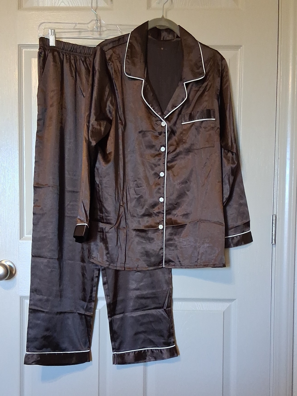 Chocolate Brown Satin Pajamas